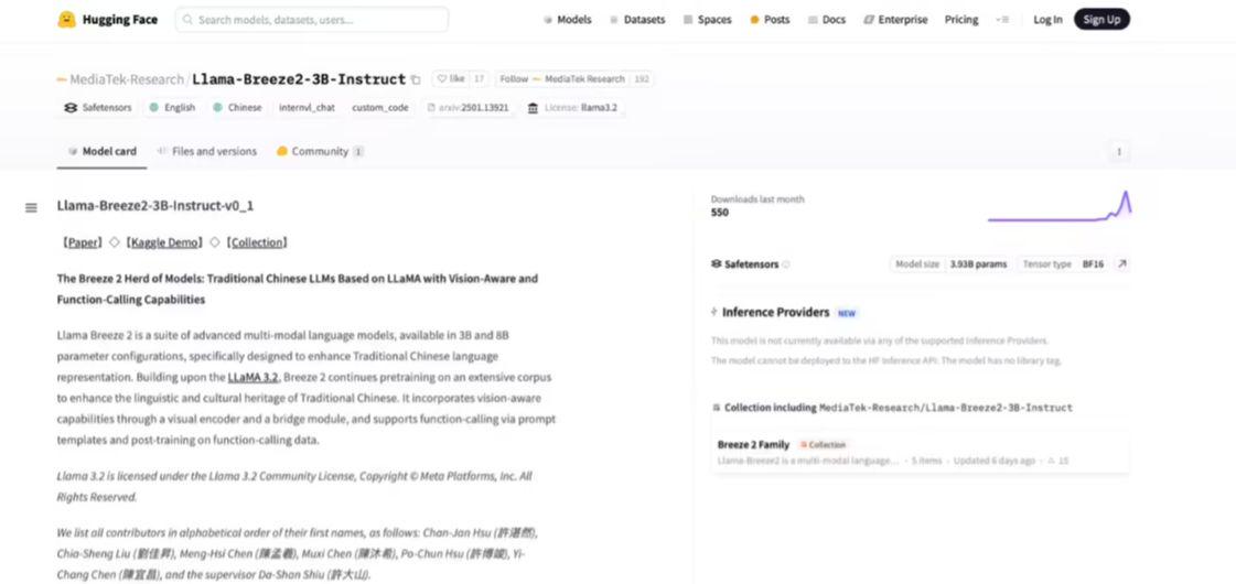 MediaTek Launches Two Multimodal Lightweight AI Models: Focus on Traditional Chinese Processing Capabilities, Based on Meta Llama 3.2