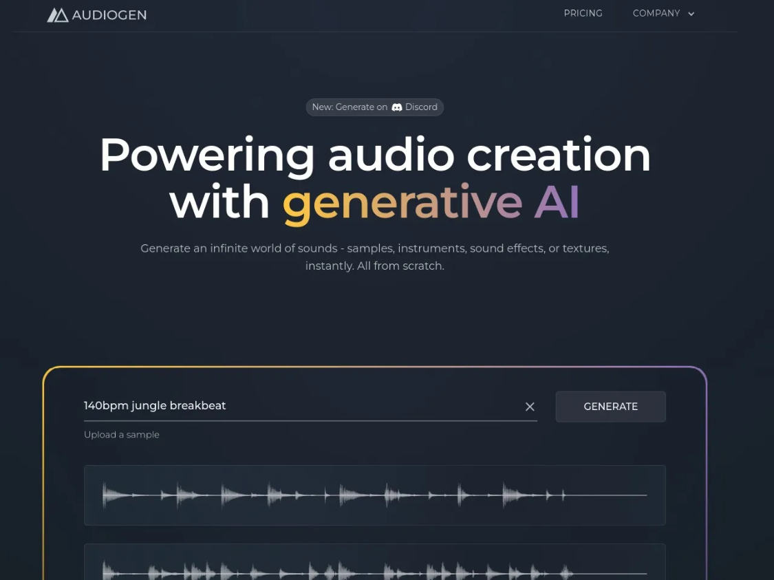 Audiogen: an AI audio assistant and platform that generates a wide range of audio content