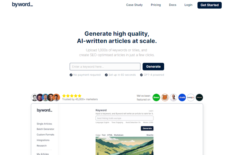 Byword: AI writing tool that generates hundreds of articles per hour