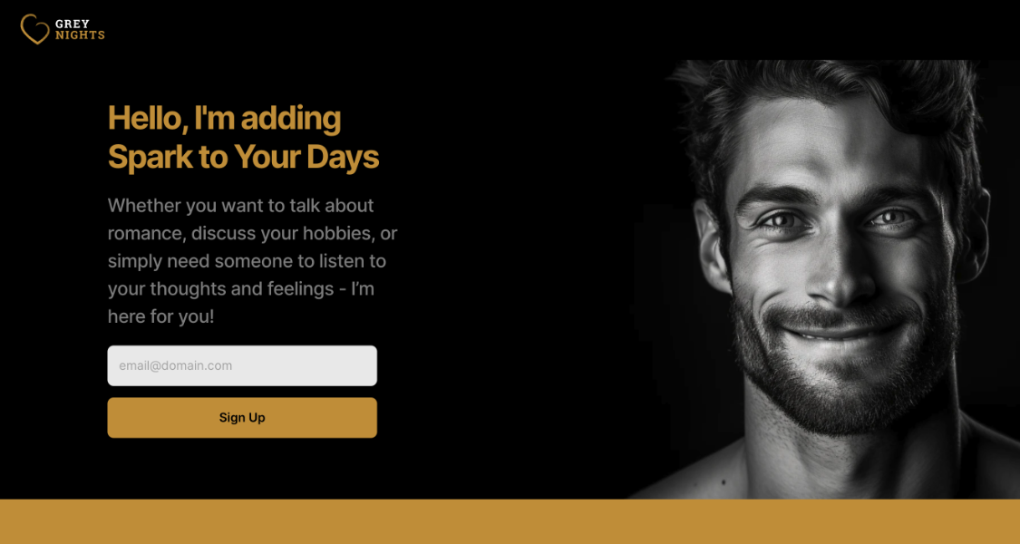 GreyNights: an AI virtual companion platform with AI-generated male companionship services