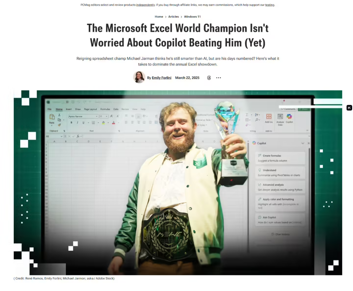 Excel World Champion Michael Jarman Calls Out Microsoft Copilot: It Can't Replace Me Just Yet