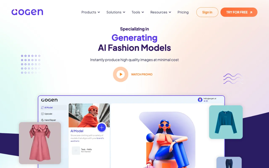 aoGen : AI Clothing Virtual Model Generator, AI generation tool designed for e-commerce business