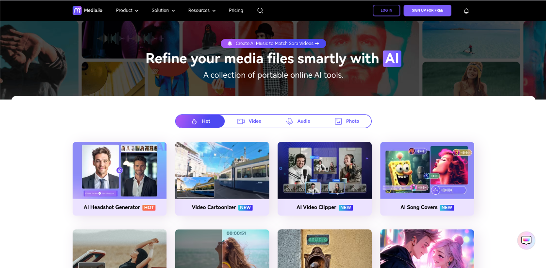 Media.io: free online AI video generator, online video, audio, image AI tools