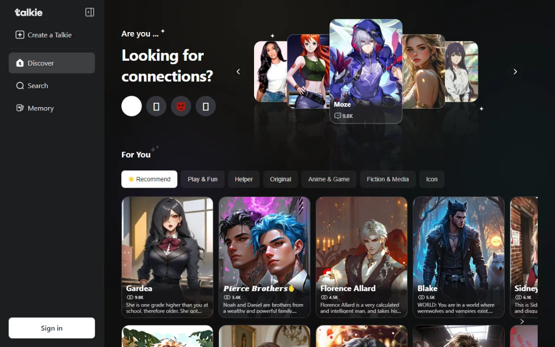 Talkie: AI virtual companion app to meet and chat with your dream character