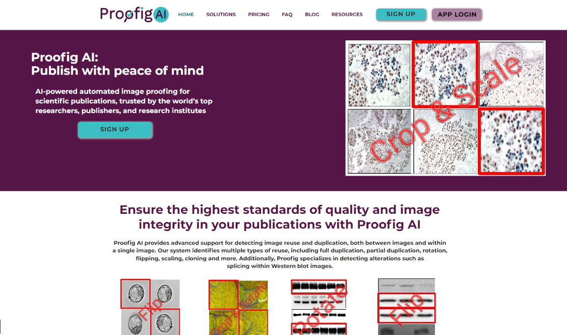 Proofig: AI image detection tool, image analysis tool for detecting whether scientific images are fake or plagiarized