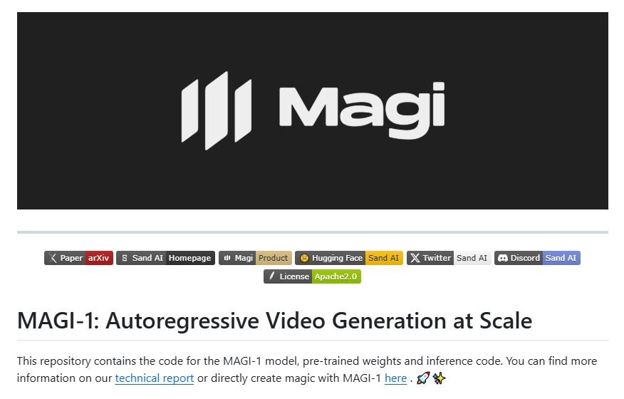 MAGI-1: Graph-Generated Video Model, Sand Al Open Source's First Autoregressive Video Generation Model