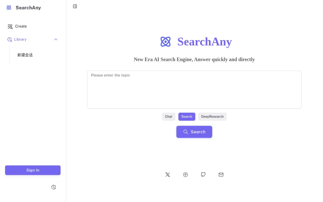 SearchAny: a free AI search engine that combines questioning, searching, and research functions in one ai search tool