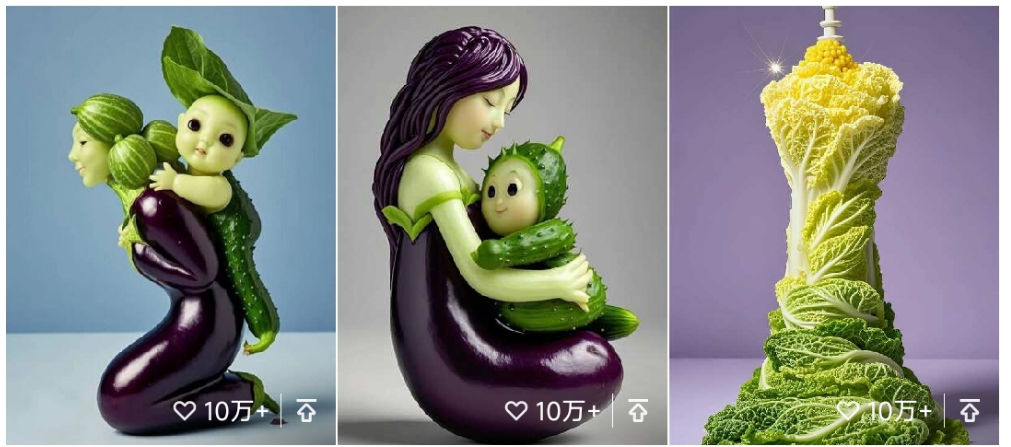 Pop-up AI video tutorials, using AI to create a variety of creative vegetables, fruits and animals pop-up video