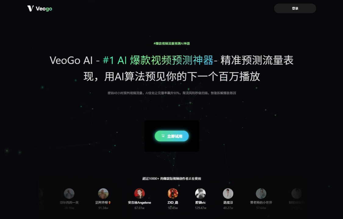 Veogo: AI explosive video prediction tool, focusing on the short video field of intelligent analysis tools