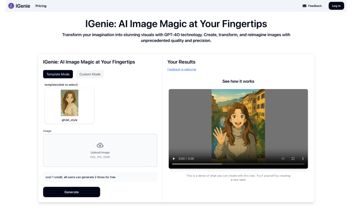 IGenie：在线AI图像工具，AI图像魔法生成与风格转换平台