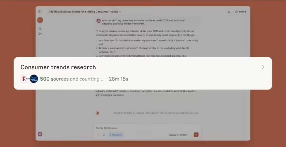 AI Assistant Claude's Evolution: Seamless Access to Team Tools, Deep Research Models to Challenge Complex Problems