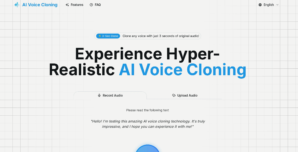 AI Voice Cloning: Realistic AI voice cloning, supports English, Chinese, Japanese, Korean and other languages.
