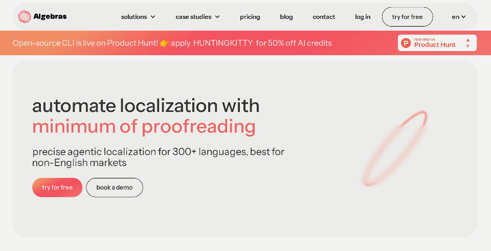 Algebras AI：AI翻译工具，支持322种语言的精准AI本地化工具