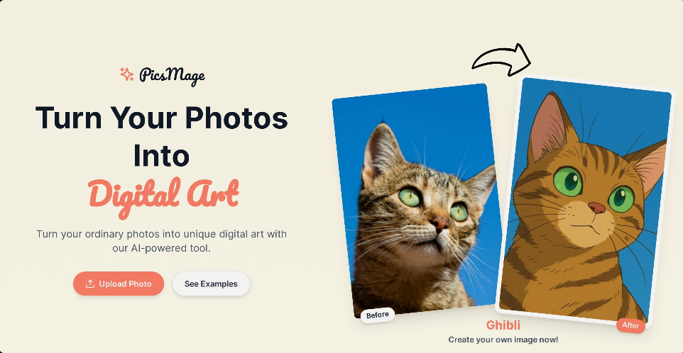 PicsMage：照片AI动漫风格转换，将照片转换为动漫风格艺术的AI工具