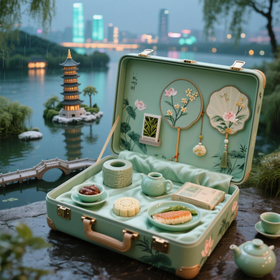 AI创意图片设计，用即梦AI制作爆火城市特色文旅行李箱