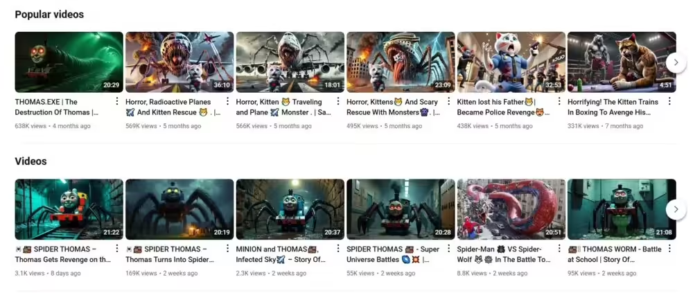 f54ae351j00svtng600dtd000rs00brp YouTube 上 AI 生成的儿童惊悚视频泛滥,平台监管面临挑战