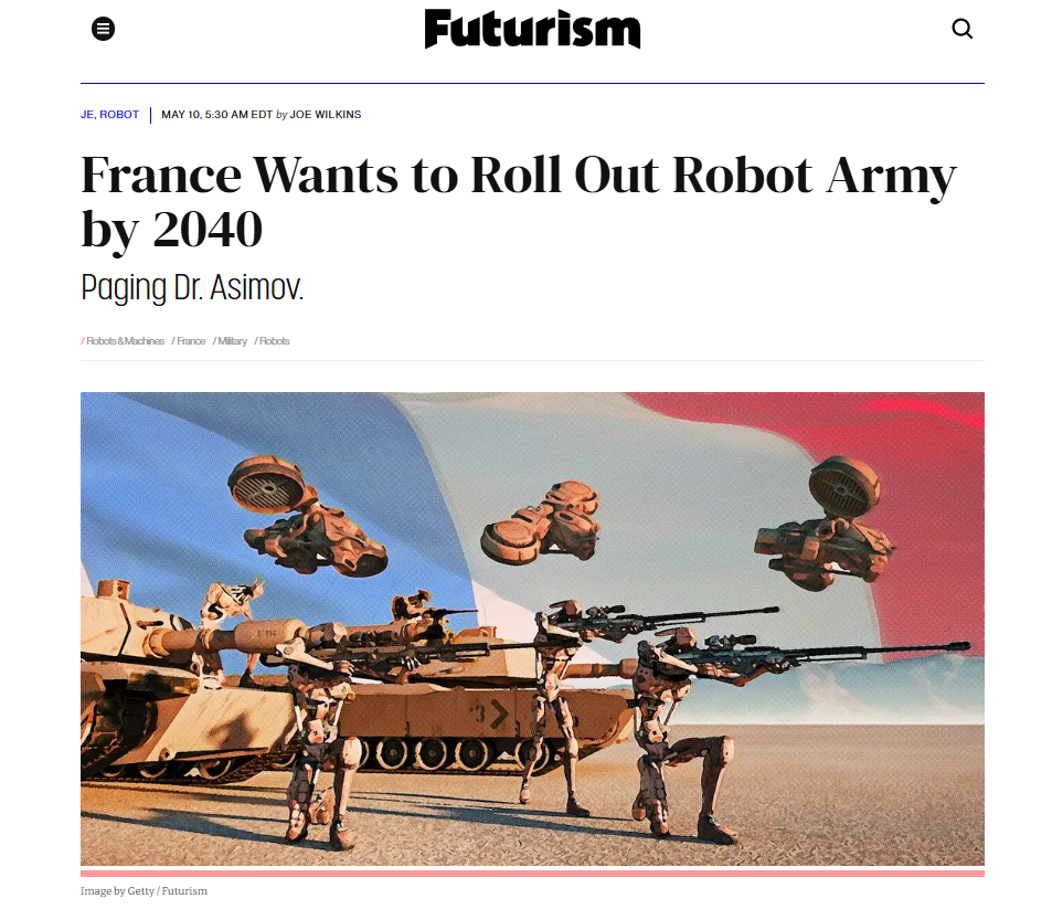 France plans to launch robot army by 2040