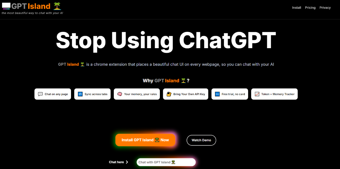GPT Island: a Chrome extension to chat with AI on any webpage