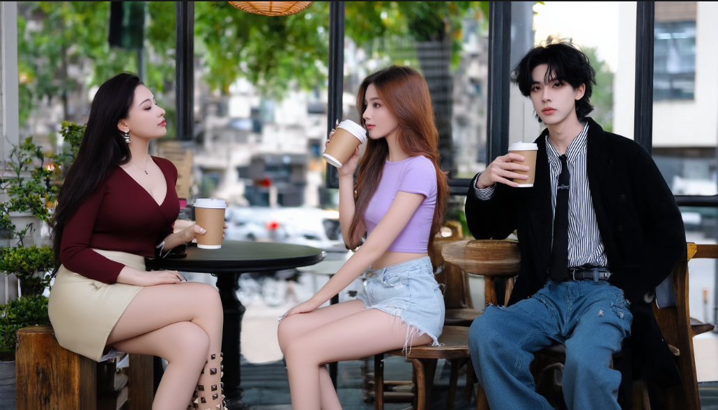 AI hot play, using AI to do sexy young lady street shooting short video