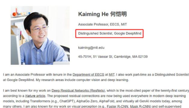 Chinese AI god He Kaiming announces he's joining Google DeepMind.