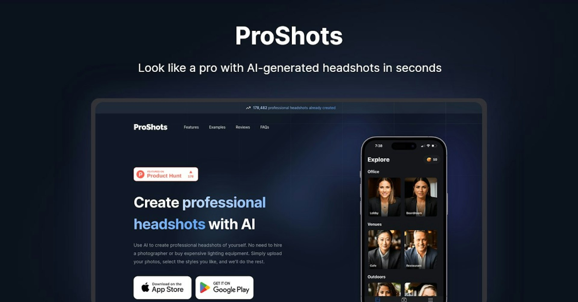 ProShots: AI avatar generator for professional looking avatars!