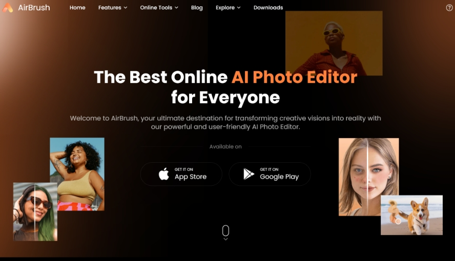 AirBrush: free online AI photo editor for high-quality photo retouching