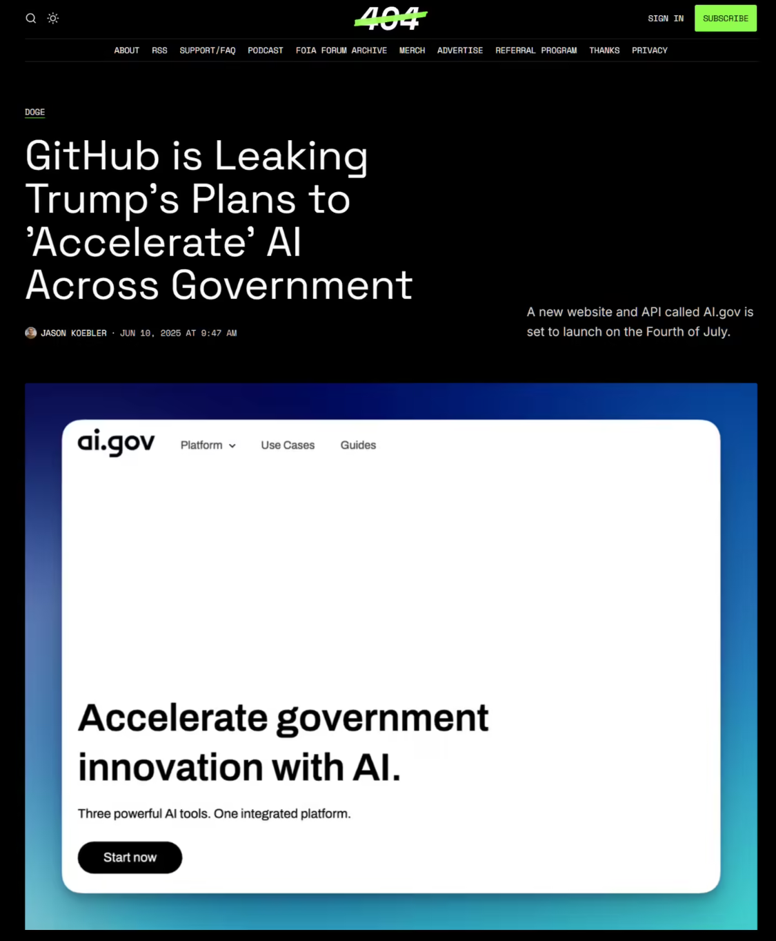 U.S. Government Is Building Its Own AI Platform, Aiming to Go Live on Independence Day, July 4