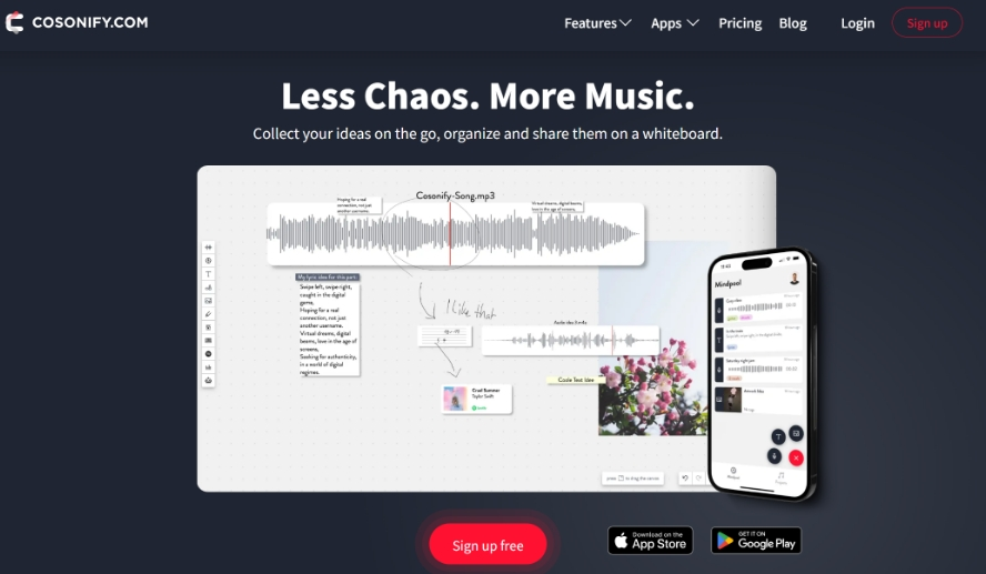 Cosonify: AI songwriting site and app that helps songwriters and music producers create music
