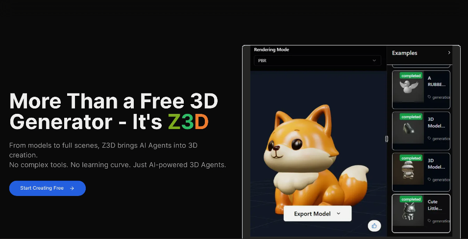 Z3D: AI-native 3D modeling tool to quickly create high-quality 3D models and scenes