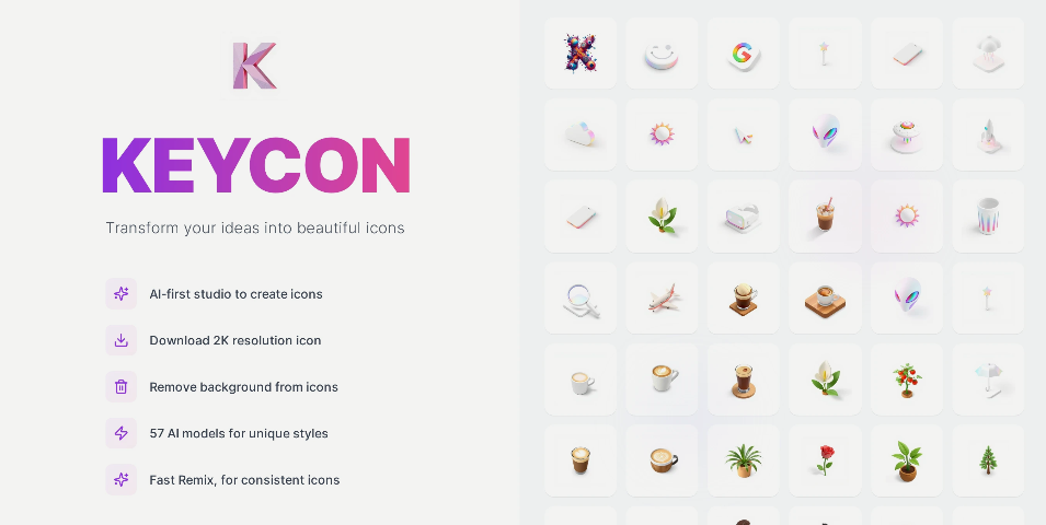 Keycon: AI icon generation tool to quickly create high quality icons