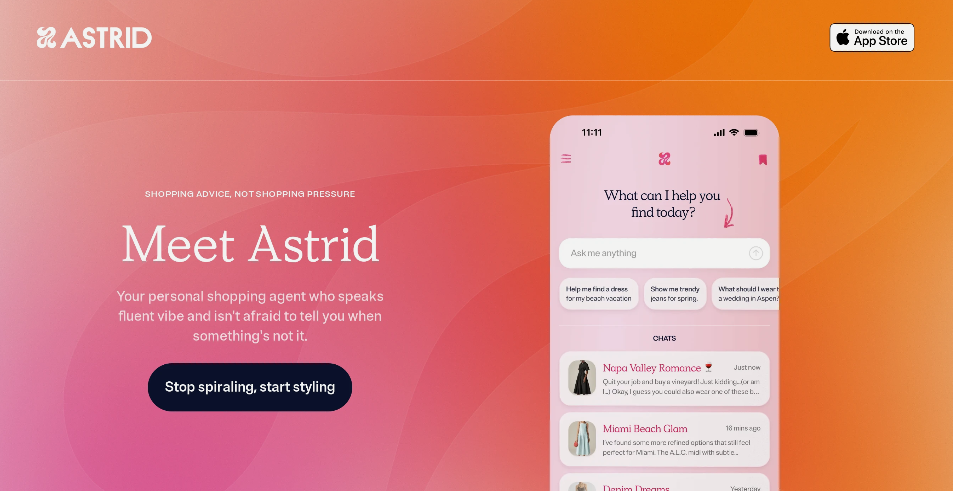 Astrid: AI dressing tool with support for image search, closet integration, and style customization