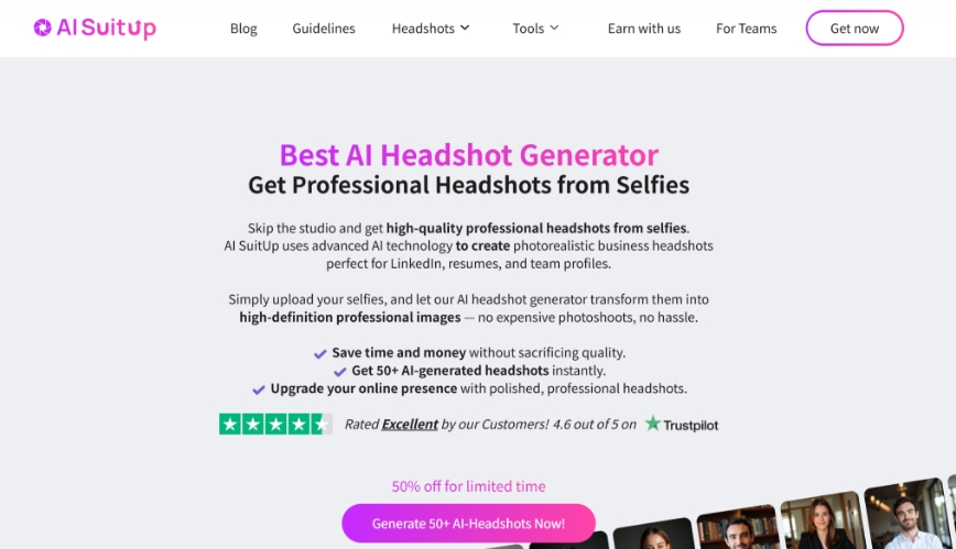 AI SuitUp: AI avatar generation, just take a selfie and get a high quality professional image!