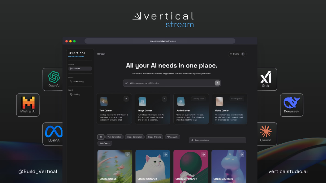 Vertical: No-code AI model fine-tuning platform to train, deploy your custom AI models