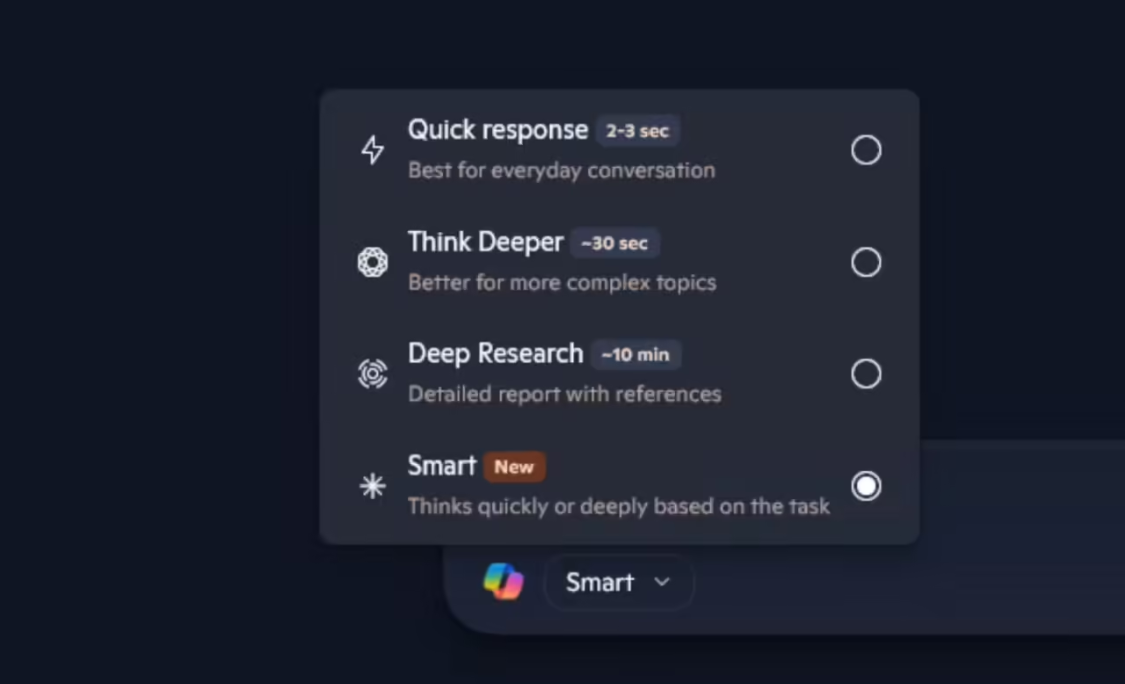 Related GPT-5: Microsoft Copilot Tests 'Smart' Mode, Dynamically Adjusts AI Thinking Time Based on Tasks