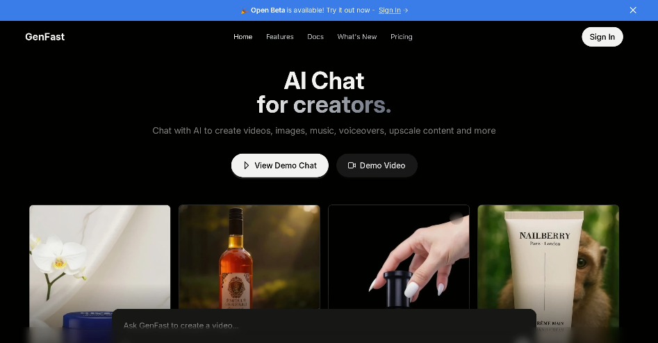 GenFast: AI authoring platform, an AI authoring tool that generates merchandising videos, images and music in one click