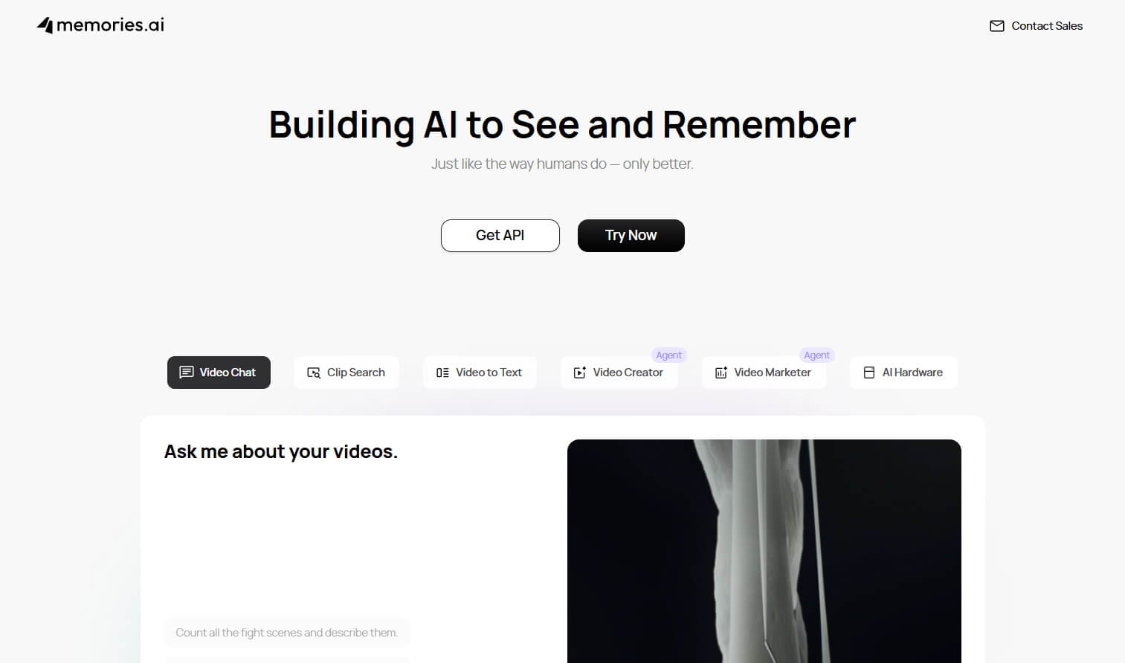 Memories AI: AI video analytics tool that helps you analyze video content, capture memories, and generate long-time video information