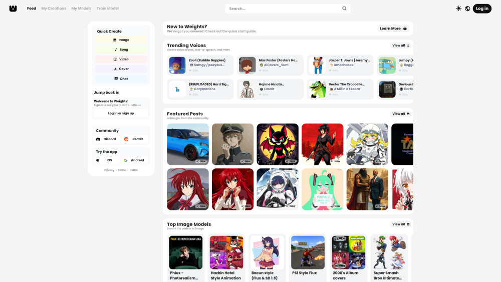 Weights: AI online creation and communication platform, using AI to create images, voice, video and more all completely free!
