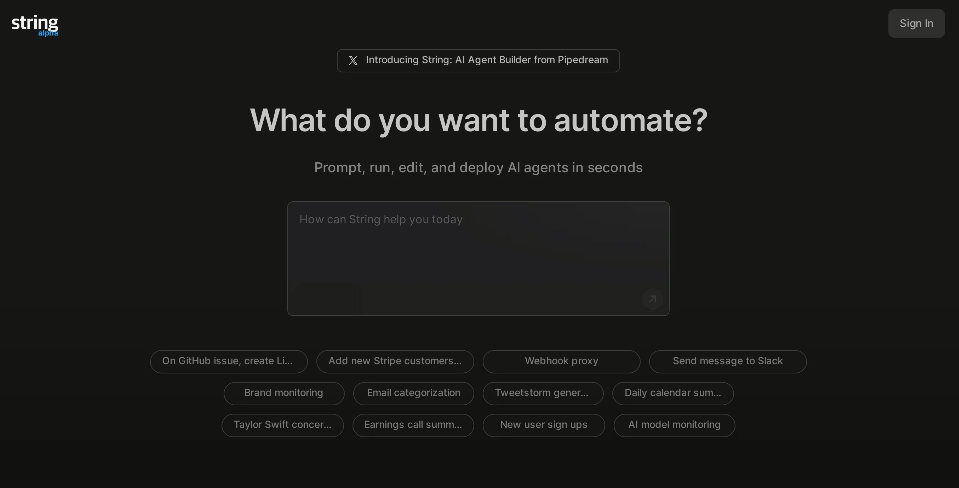 String: AI Intelligentsia Build and Run Platform to Prompt, Run, Edit and Deploy AI Agents in Seconds