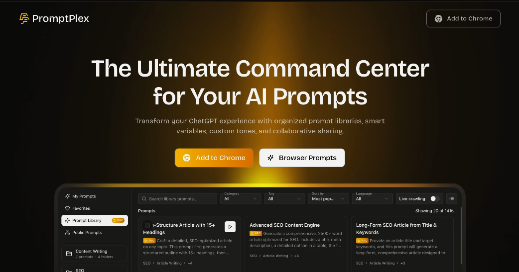 PromptPlex: a Chrome extension for organizing and managing AI prompt words