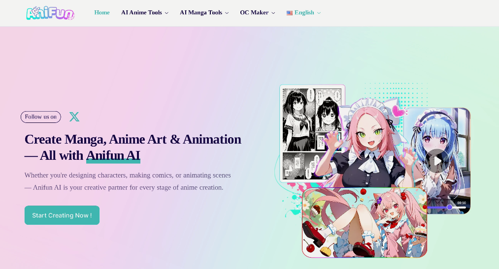 AniFun AI: AI anime creation tools, including manga creation, character design, AI anime generation and more!