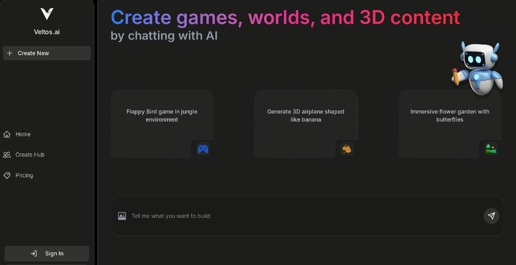 Veltos：3D模型生成工具，只需使用文本提示即可创建完整的游戏