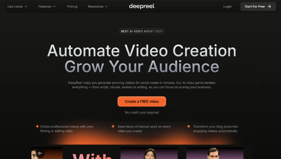 DeepReel: an AI video creation platform that integrates AI script creation, virtual anchor, clip selection, video editing and more