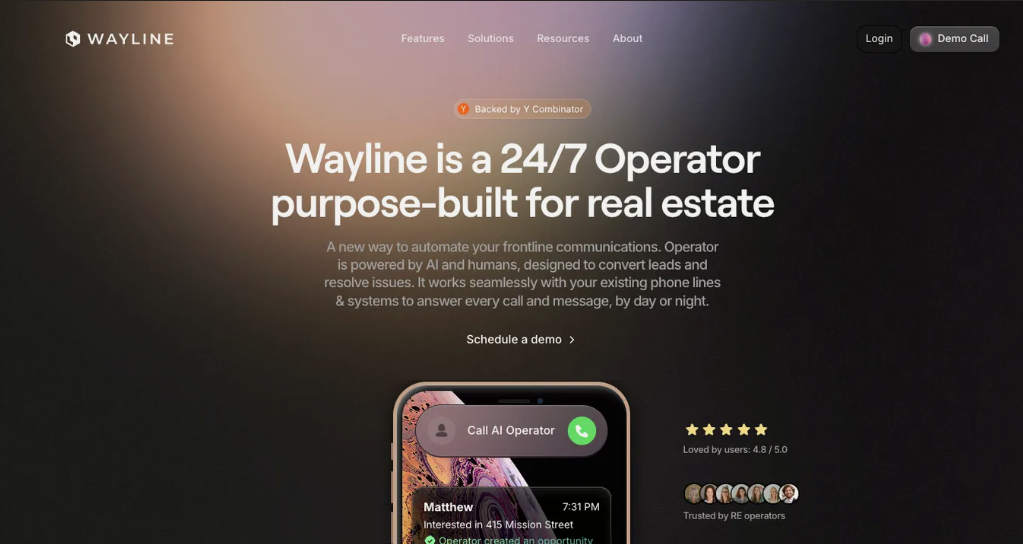 Wayline: an AI-driven real estate operations platform, an AI front office assistant built for real estate