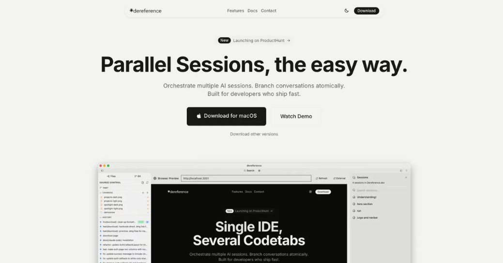 Dereference: a code editor supporting AI models such as Claude, GPT-4, and Gemini to improve AI-assisted programming efficiency
