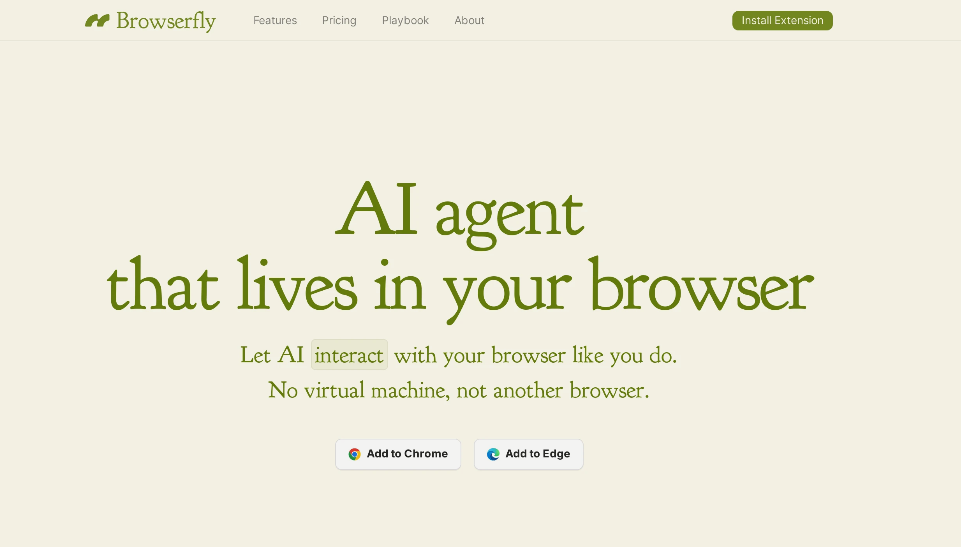 Browserfly: an AI agent extension for browsers that automates tasks, searches for information, summarizes content, and manipulates web pages