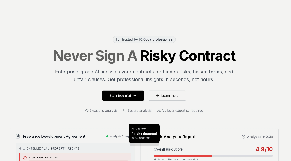 Unclaws: AI-powered contract analysis tool to detect contract risks