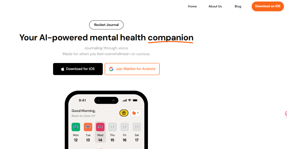 Rocket Journal: AI voice diary application, your artificial mental health partner