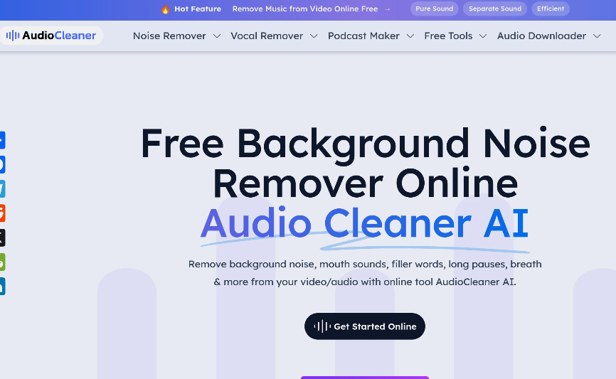 Audio Cleaner AI: AI Audio Tool, one key to remove background noise, accents, pauses, etc. from video/audio, enhances the sound