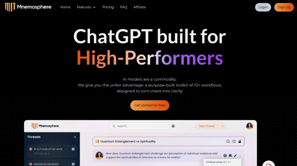 Mnemosphere: AI Model Platform, which brings together multiple models such as GPT-5, Claude, Gemini