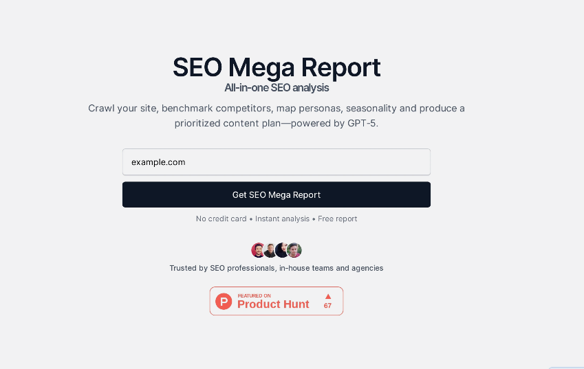 SEO Mega Report: SEO analysis tool, AI analysis website optimization and higher ranking of search engines